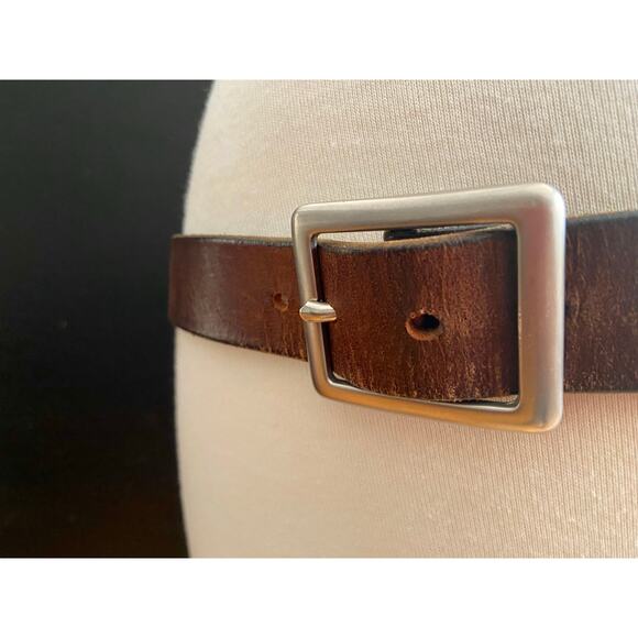 DAVID BRISTOW Distressed Brown Leather Belt Womens sz S/M - Picture 3 of 11
